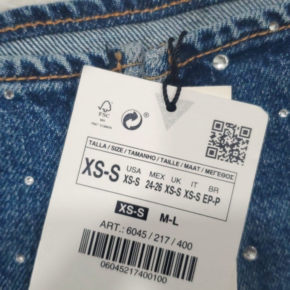NWT Zara denim rhinestones crop top - Picture 12 of 16